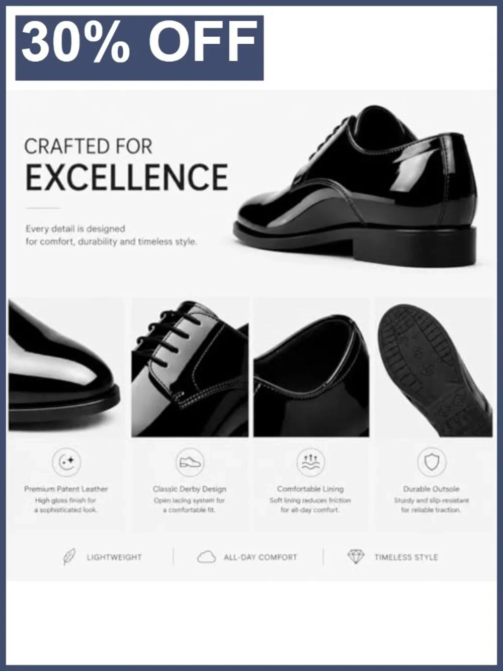Men's Oxford Dress Shoes Formal Patent Faux Leather Lace-Up Wedding